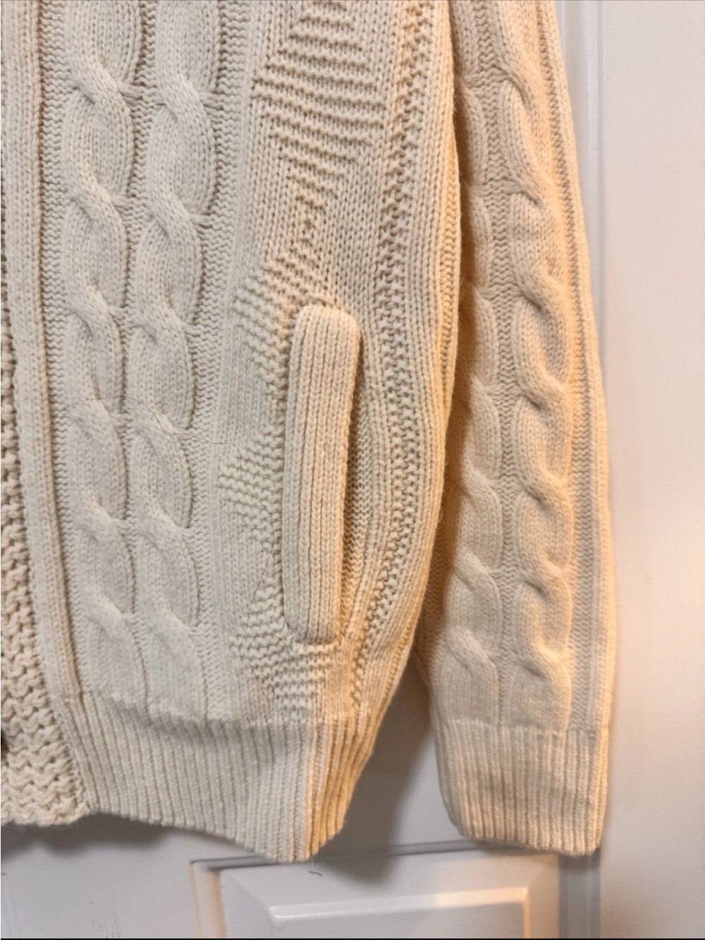 Spier & Mackay Cream Chunky Cable Knit Cardigan Wool Size Medium Men NWT - Picture 2 of 12